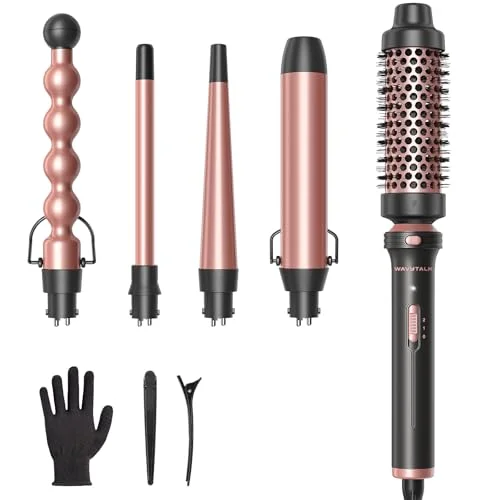Wavytalk 5-in-1 Curling Wand Set with Thermal Brush